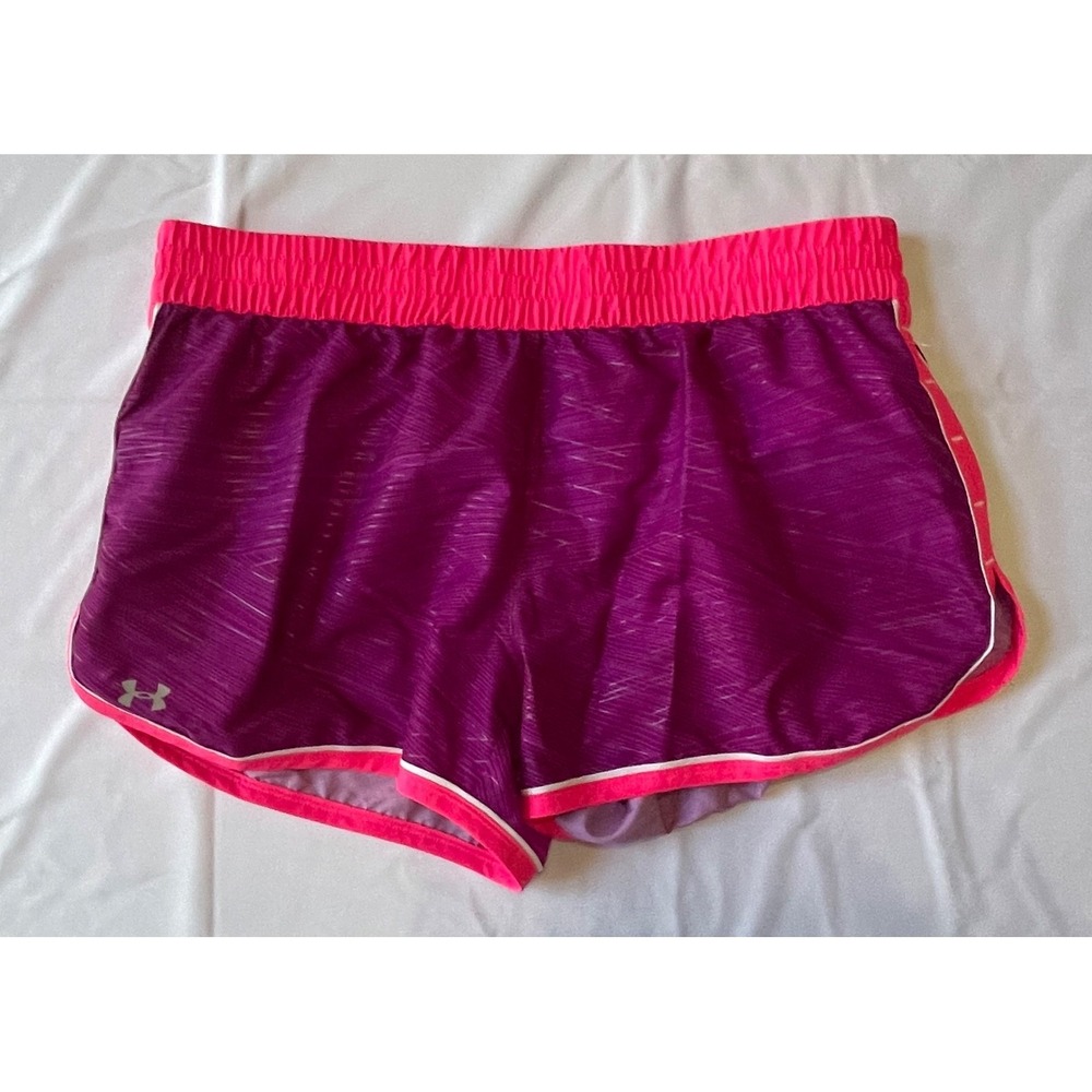 UNDER ARMOUR‎ WOMEN RUNNING SHORTS LINED HEATGEAR MEDIUM PINK PURPLE